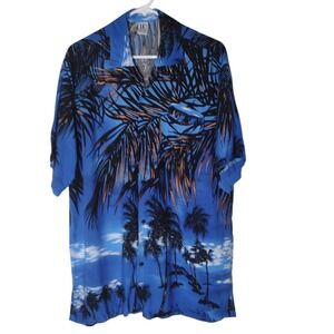 UC Uluwatu Collection Hawaiian Shirt Tropical Blue Short Sleeve Mens Extra Large